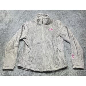 The North Face Osito Jacket Women's M Gray Pink Ribbon Breast Cancer Fleece FZip